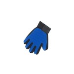 Textile and rubber glove, for brushing pets, blue color, left hand
